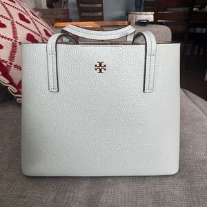 Tory Burch Pebble Leather Tote in Light Blue